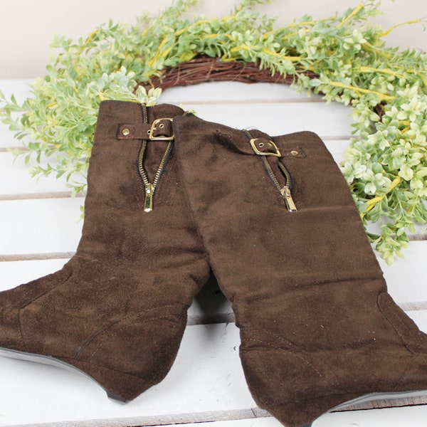 Brown Faux Suede Boots | Womens Size 7 | Vintage