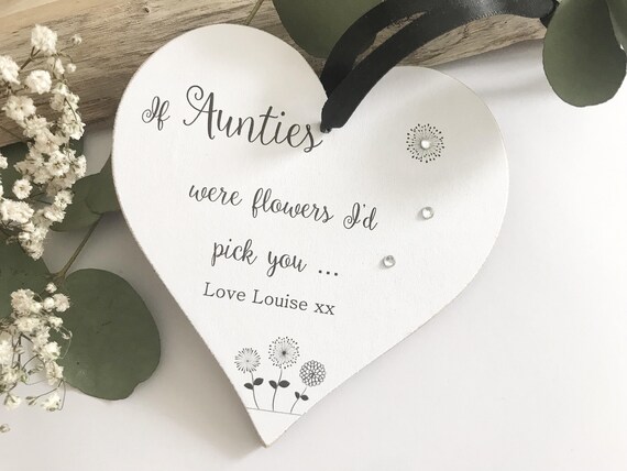 Personalised If Mums Were Flowers I/'d Pick You Heart Plaque Gift Auntie Friend