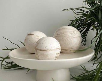 Marble Effect Ceramic Balls Set of three – Minimalist Home Decor Spheres | Gift Inspiration