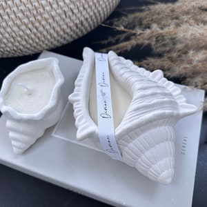 Ceramic Shell Candle Set Home/Decor/Gift Soy Wax Bathroom White