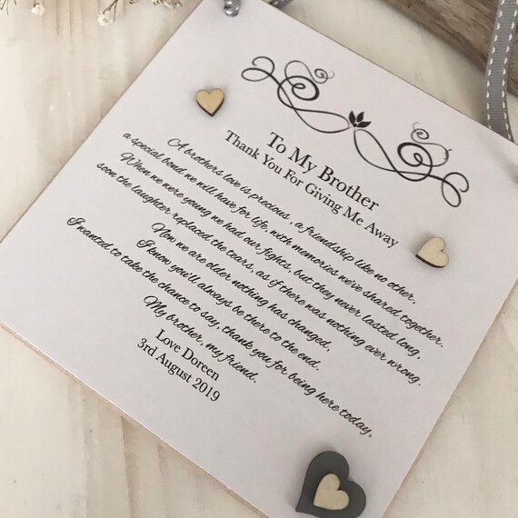 Personalised Brother Wedding Gift Bride Groom Sign Plaque Wall - Etsy