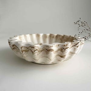 Handmade Ceramic Wave Bowl: Marbled/Sandstone Housewarming Gift