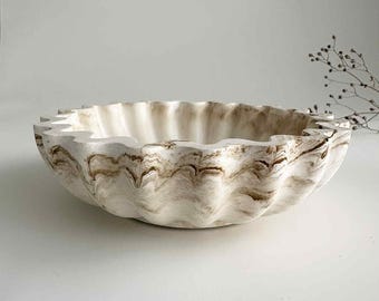 Handmade Ceramic Wave Bowl: Marbled/Sandstone Housewarming Gift