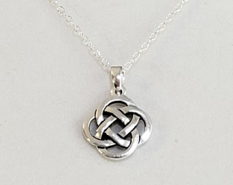 Antique Silver Plated Pewter Celtic Knot Pendant/ Necklace with  925 Sterling Silver Bail, 925 Sterling Silver Cable Chain & Lobster Clasp