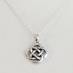 Antique Silver Plated Pewter Celtic Knot Pendant/ Necklace with  925 Sterling Silver Bail, 925 Sterling Silver Cable Chain & Lobster Clasp