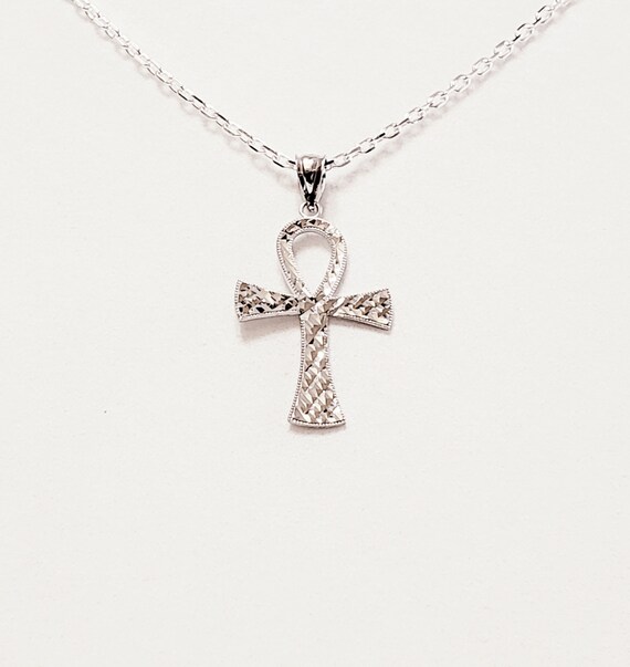 Collar Ankh De Plata De Ley 925 - Colgante Cruz Egipcia, Símbolo Jeroglífico, Regalo Unisex En Caja De Regalo