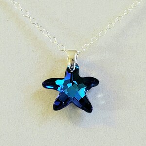 Paua Shell Starfish Pendant, Necklace in Blue, Turquoise, Green, Black with 925 Sterling Silver Oval Cable Chain "Paua Starfish Pendant" image 13