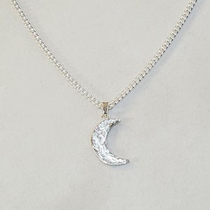 Men's Hammered Silver Crescent Moon Pendant, or Necklace in Sterling ...