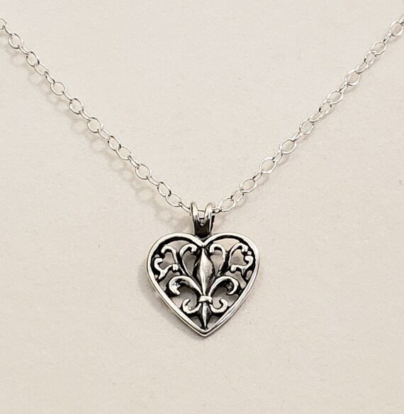 Heart Necklace Filigree Sterling Silver Pendant Teen, Includes Chain Heart Necklace Filigree Sterling Silver Pendant Teen, Includes Chain