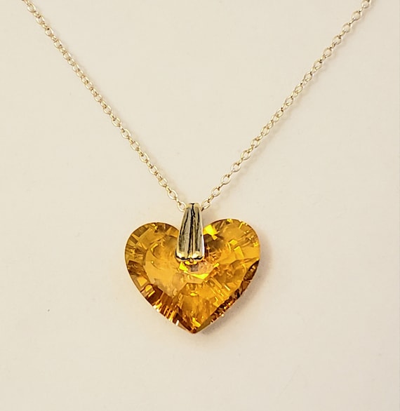 Heart Necklace Made with Swarovski(R) Crystal 14k Gold-filled Heart Necklace Made with Swarovski(R) Crystal 14k Gold-filled