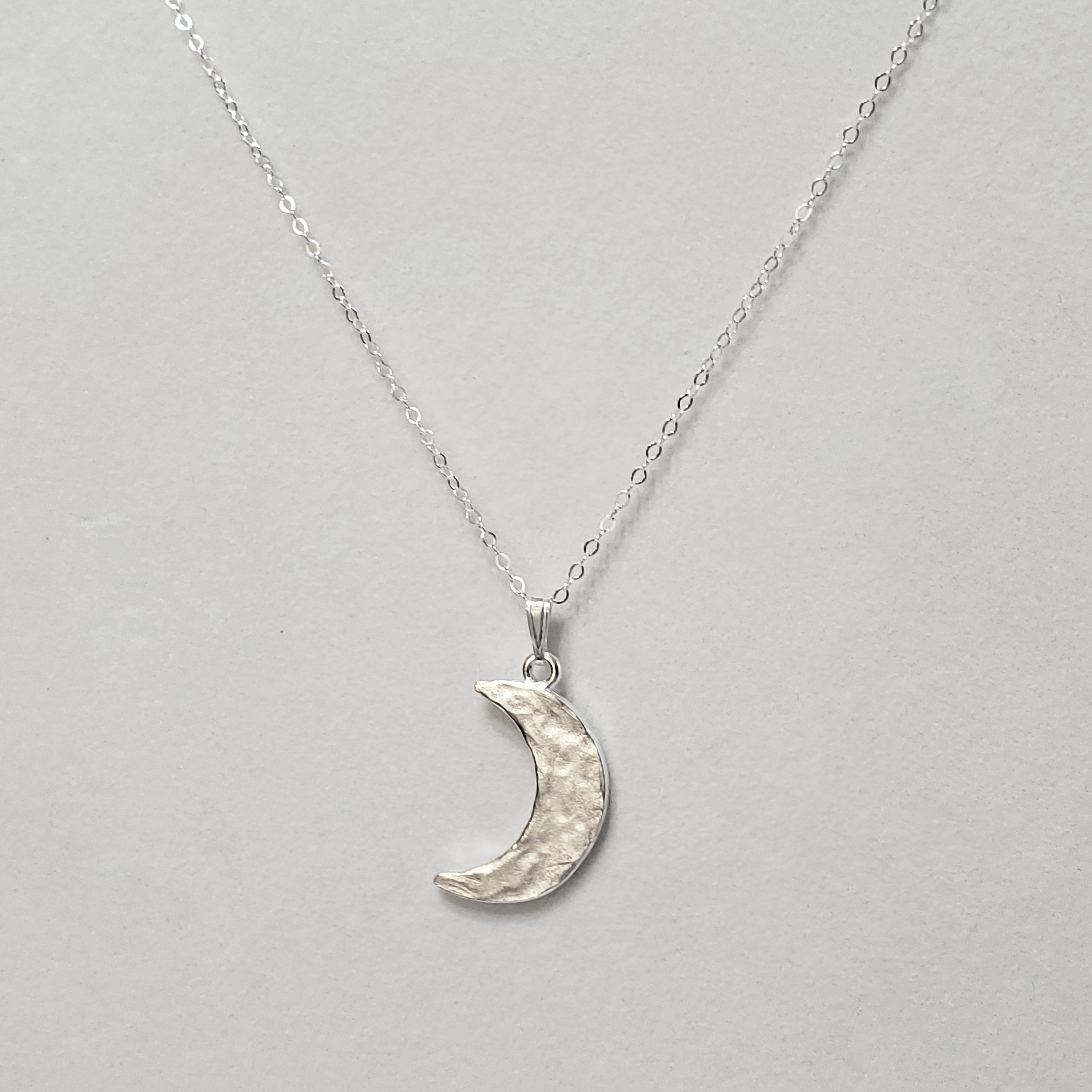 Hammered Silver Crescent Moon Pendant or Necklace in Sterling | Etsy