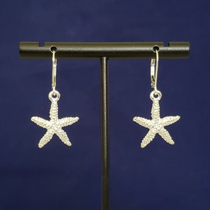 Starfish Earrings, in 999 Sterling Silver Plated Nickel-Free Pewter with 925 Sterling Silver Lever Backs for Security