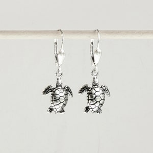 Antique 925 Sterling Silver Sea Turtle Earrings with 925 Sterling Silver Lever Backs- See Matching Pendant