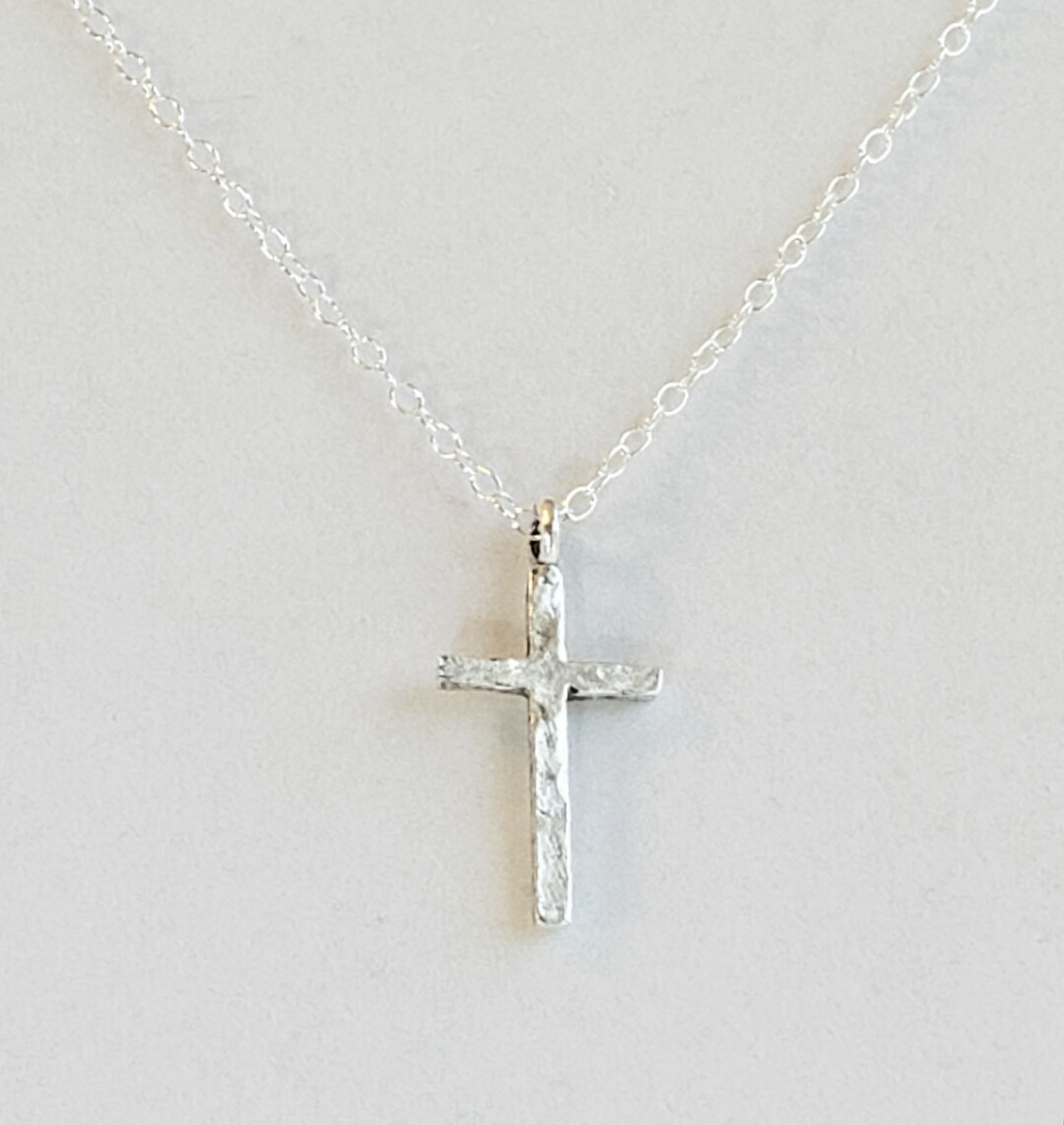 Men's Hammered Silver Cross Pendant or Necklace in - Etsy