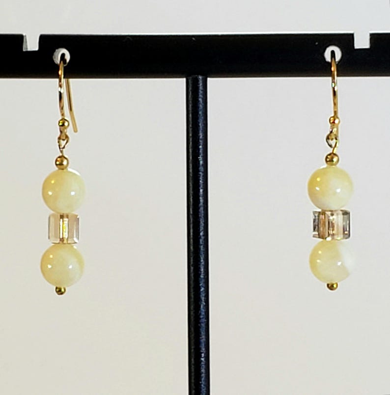 Beaded Gemstone Necklace in Italian Onyx Squares, Citrine, Calcite, 14K Gold Filled Filigree Beads, Hook & Eye Clasp "Italian Square" image 11