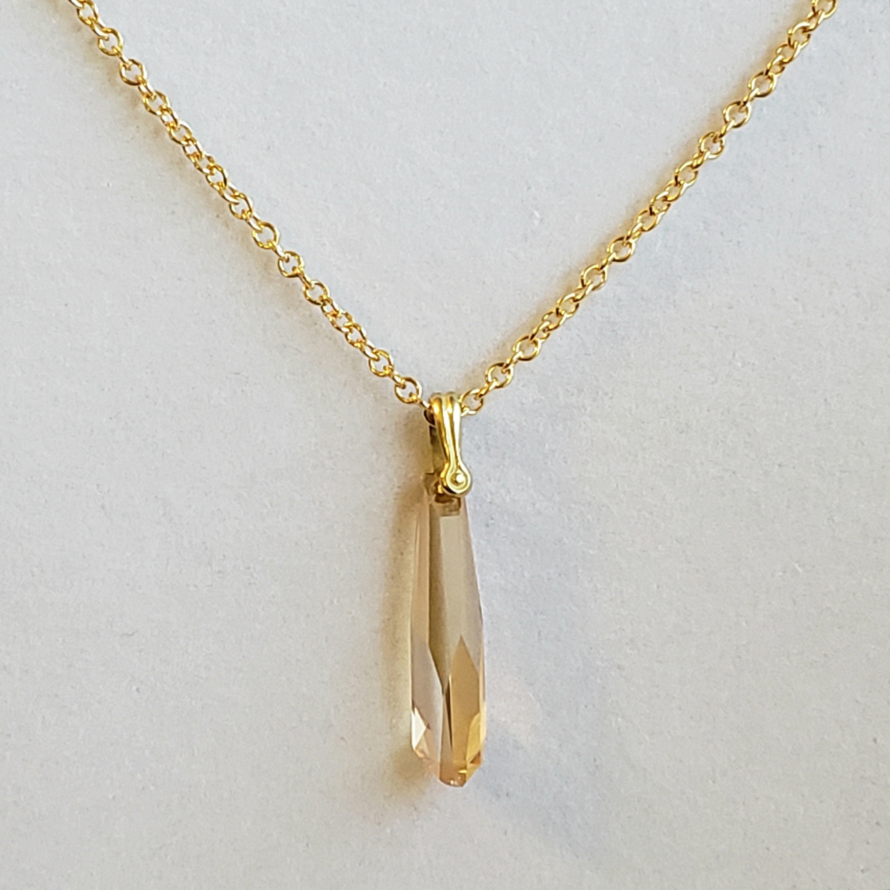 Heart Necklace Made with Sparkling Golden Shadow Crystals Sterling Silver Heart Necklace Made with Sparkling Golden Shadow Crystals Sterling Silver