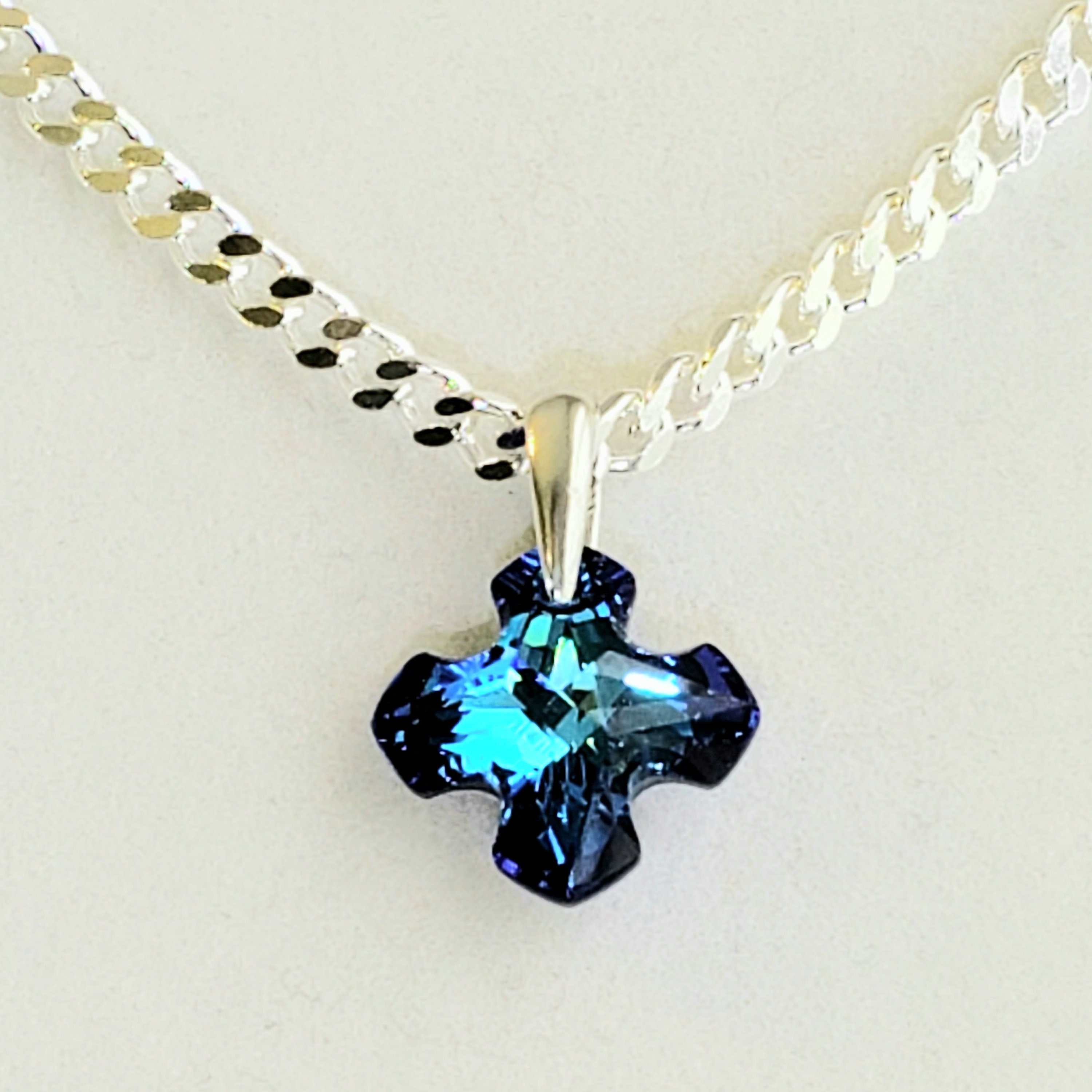 STERLING SILVER CROSS NECKLACE WITH SWAROVSKI CRYSTALS - Kitsinian Jewelers