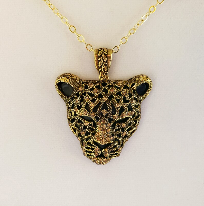 Men's Black Panther Pendant or Necklace Bright Gold Etsy