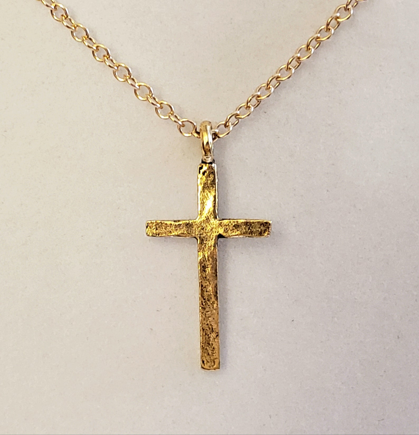 Men's Hammered Gold Cross Pendant or Necklace in Antique - Etsy