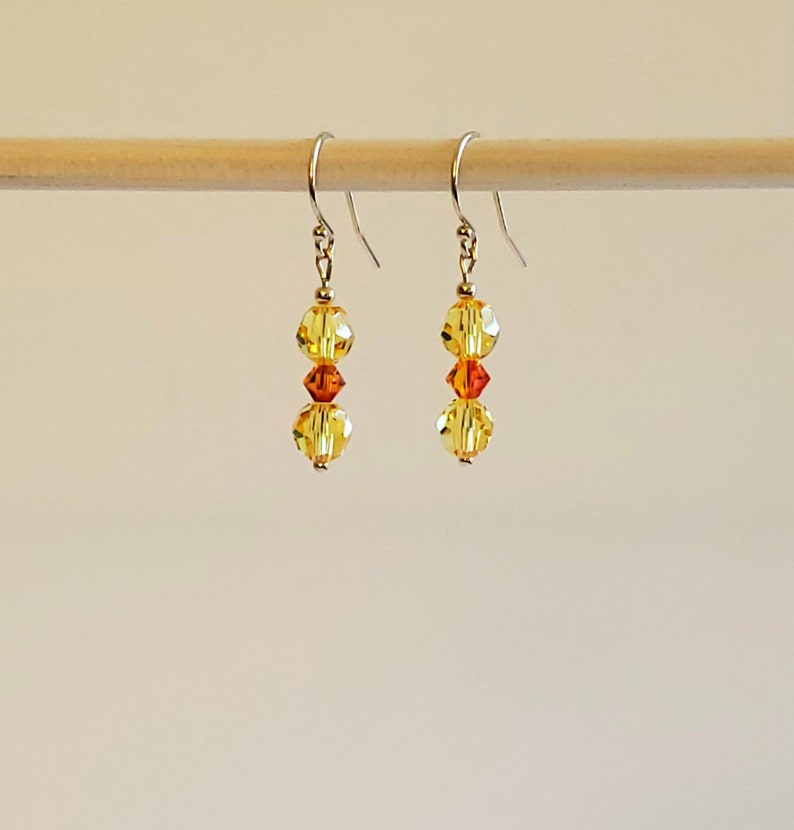 Bright Yellow Earrings in Swarovski Round Crystal Sunflower & Etsy