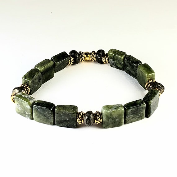 Mens Stretch Bracelet with Shell Heishi and Varied Color Jasper Mens Stretch Bracelet with Shell Heishi and Varied Color Jasper
