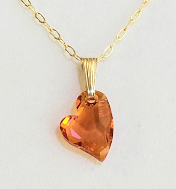Heart Necklace Made with Swarovski(R) Crystal 14k Gold-filled Heart Necklace Made with Swarovski(R) Crystal 14k Gold-filled