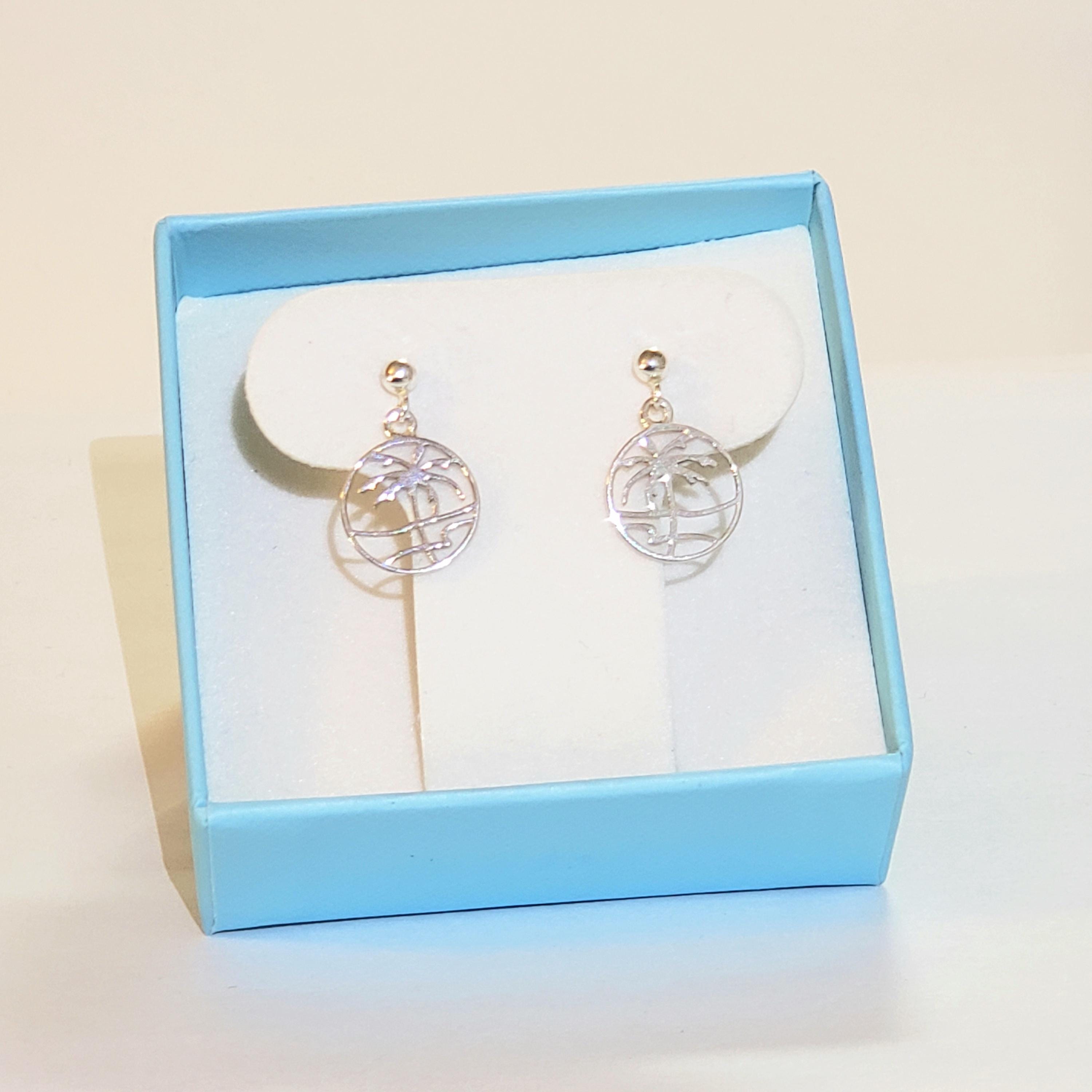 Orecchini a forma di palma: argento sterling, placcato oro rosa