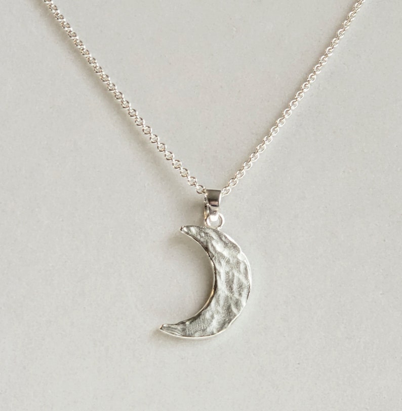 Men's Hammered Silver Crescent Moon Pendant or Necklace - Etsy