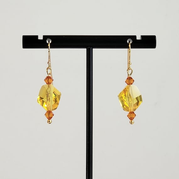 Sparkling Crystal Heart Cluster Dangle Earrings 14k Gold Filled - Golden Shade Sparkling Crystal Heart Cluster Dangle Earrings 14k Gold Filled - Golden Shade