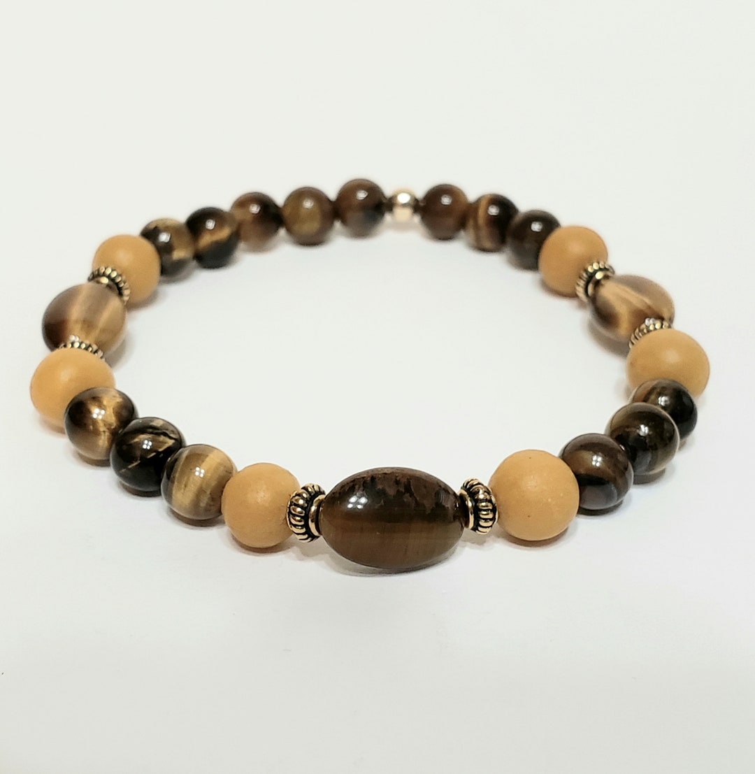 Men's Tiger's Eye Yellow Marble Beaded Gemstone - Etsy