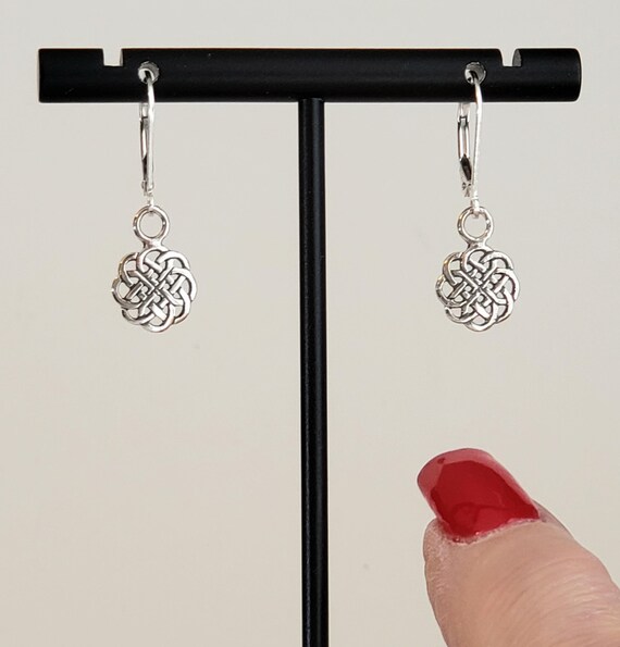 Teardrop Shape Open Antiqued Celtic Knot Design Earrings Sterling Silver Teardrop Shape Open Antiqued Celtic Knot Design Earrings Sterling Silver
