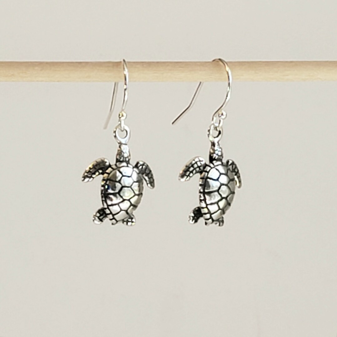 Antique 925 Sterling Silver Sea Turtle Earrings With 925 - Etsy