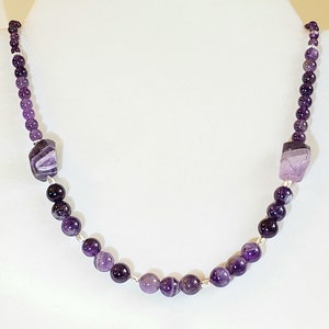 Amethyst Angle Beaded Gemstone Necklace in Round & Nugget - Etsy