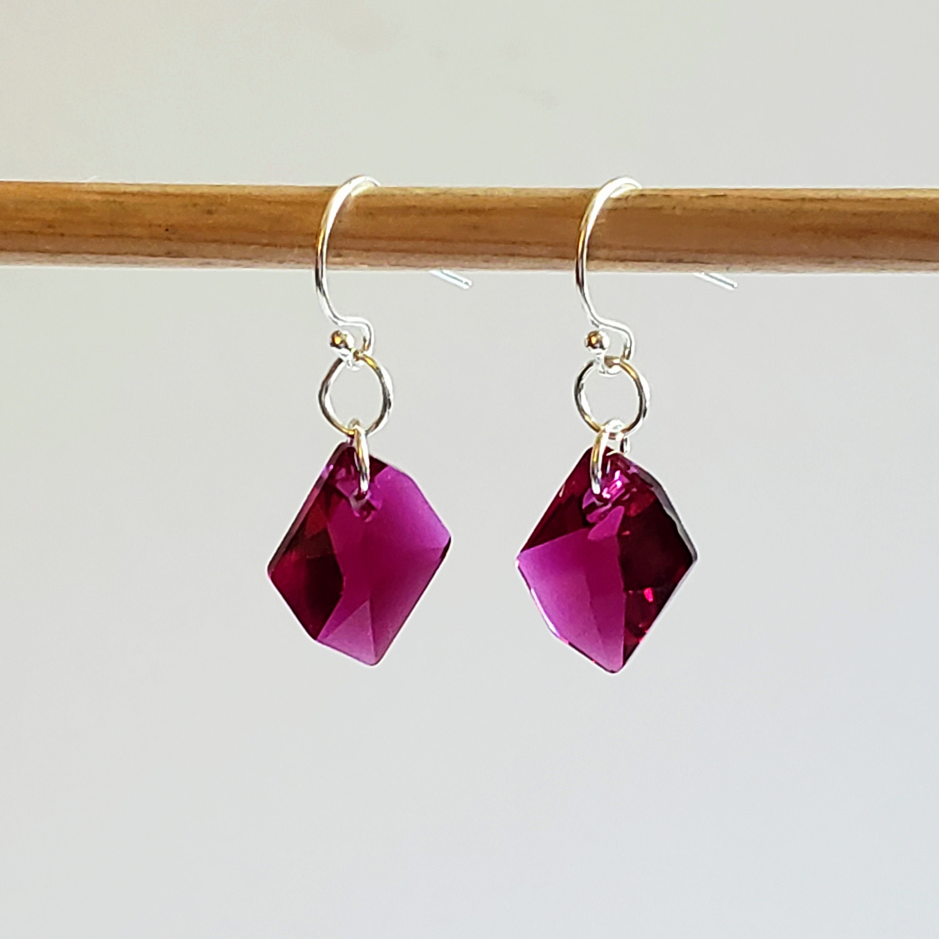 Crystal Ruby Fuchsia Earrings in Celestial's Cosmic Etsy