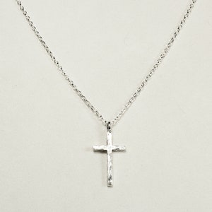 Men's Hammered Silver Cross Pendant, or Necklace in Antique Silver ...