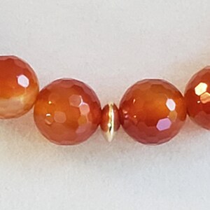 Red Carnelian Beaded Gemstone Necklace with 14K Gold Filled Saucer Accent Beads and Gold Plated Pewter Hook & Eye Clasp image 3