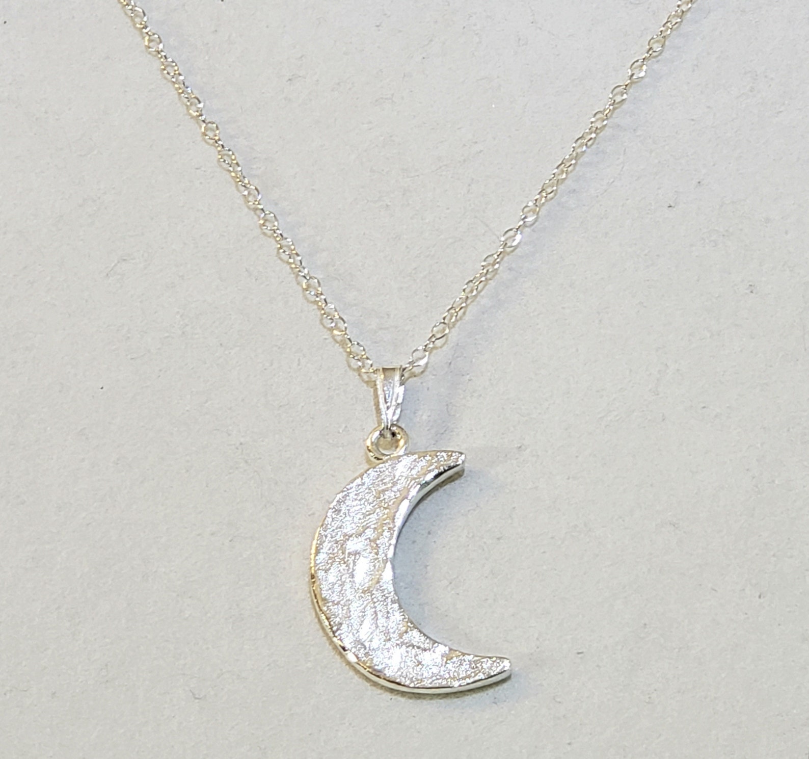 Men's Hammered Silver Crescent Moon Pendant, or Necklace in Sterling ...