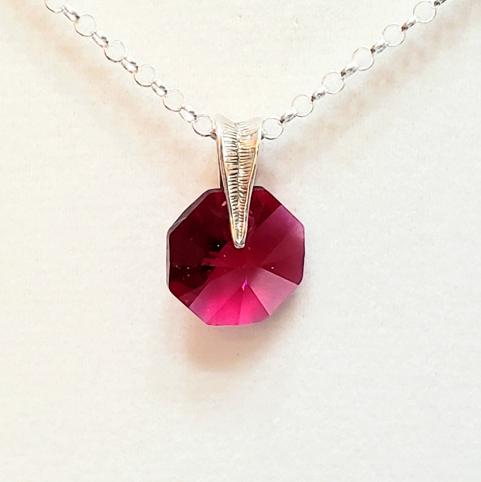 Ruby Pendant Necklace in Swarovski Twist Crystal in Ruby Etsy