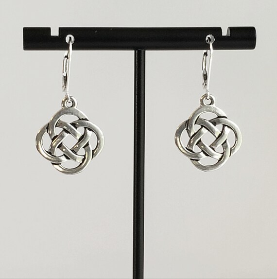 Teardrop Shape Open Antiqued Celtic Knot Design Earrings Sterling Silver Teardrop Shape Open Antiqued Celtic Knot Design Earrings Sterling Silver