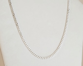Sterling Silver Flat Curb Chain Necklace, 4mm