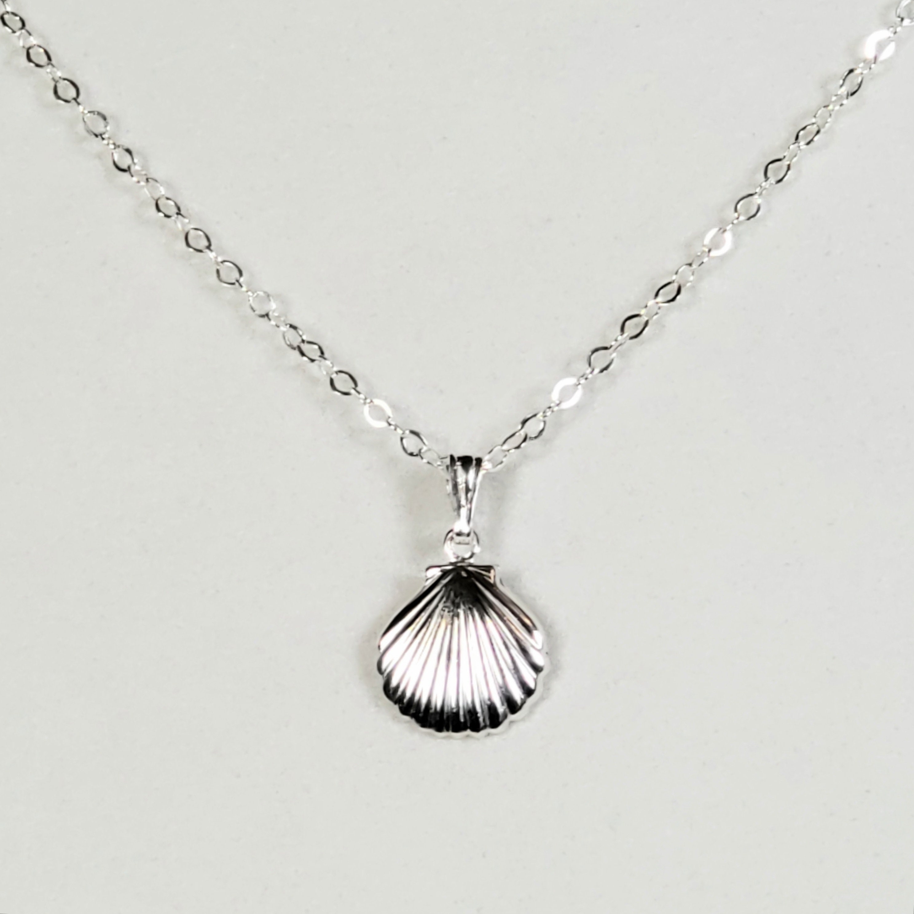 925 Sterling Silver Scallop Shell Pendant Necklace With 925 Etsy UK