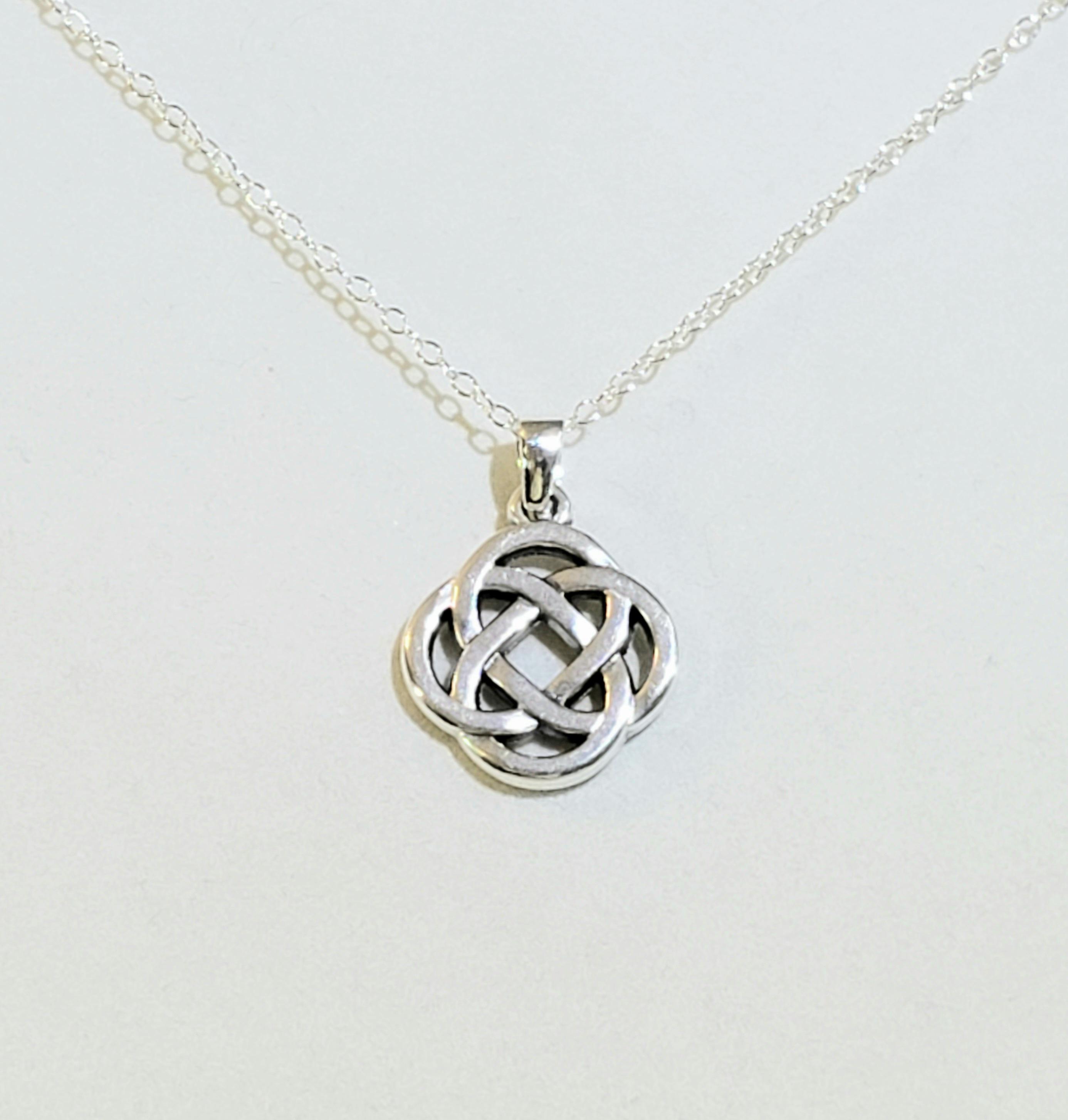 Sterling Silver Celtic Knot Necklace With Cable Chain, Irish Jewelry - Etsy