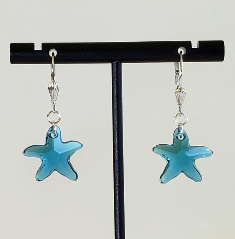Paua Shell Starfish Pendant, Necklace in Blue, Turquoise, Green, Black with 925 Sterling Silver Oval Cable Chain "Paua Starfish Pendant" image 14