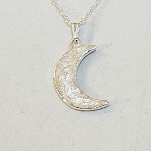 Hammered Silver Crescent Moon Pendant, or Necklace in 925 Sterling ...
