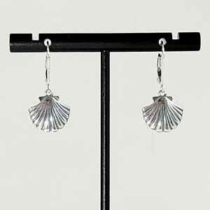 Antique 925 Sterling Silver Scallop Shell Earrings with 925 Sterling Silver Lever Backs- Studs & Hooks Listed Separately