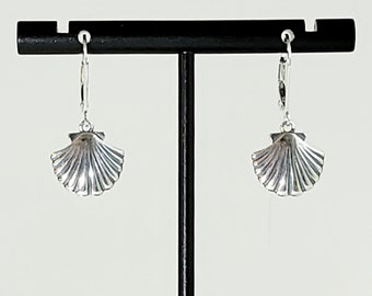 Antique 925 Sterling Silver Scallop Shell Earrings with 925 Sterling Silver Lever Backs- Studs & Hooks Listed Separately