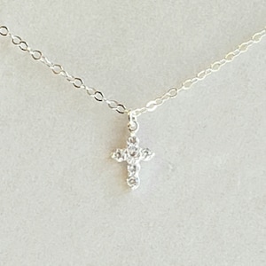 925 Sterling Silver Framed Cubic Zirconia Cross Pendant, or Necklace with 925 Sterling Silver Flat Cable Chain & Sterling Lobster Clasp