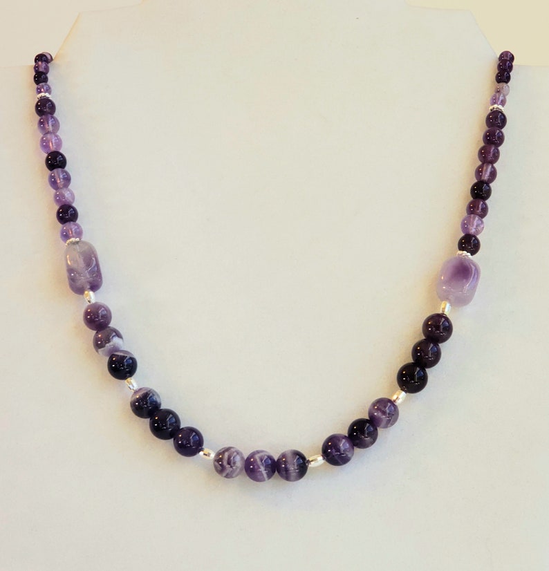 Amethyst Angle Beaded Gemstone Necklace in Round & Nugget - Etsy