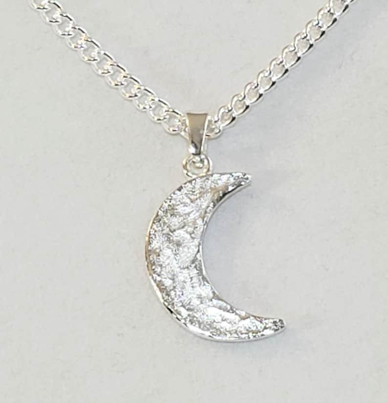 Men's Hammered Silver Crescent Moon Pendant, or Necklace in Sterling ...