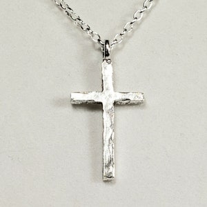 Men's Hammered Silver Cross Pendant, or Necklace in Antique Silver ...